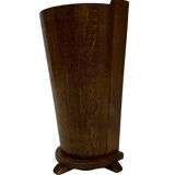 Vintage dark oak umbrella stand basket storage design 60s minimalist design