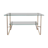 Table basse verre et métal doré, années 60