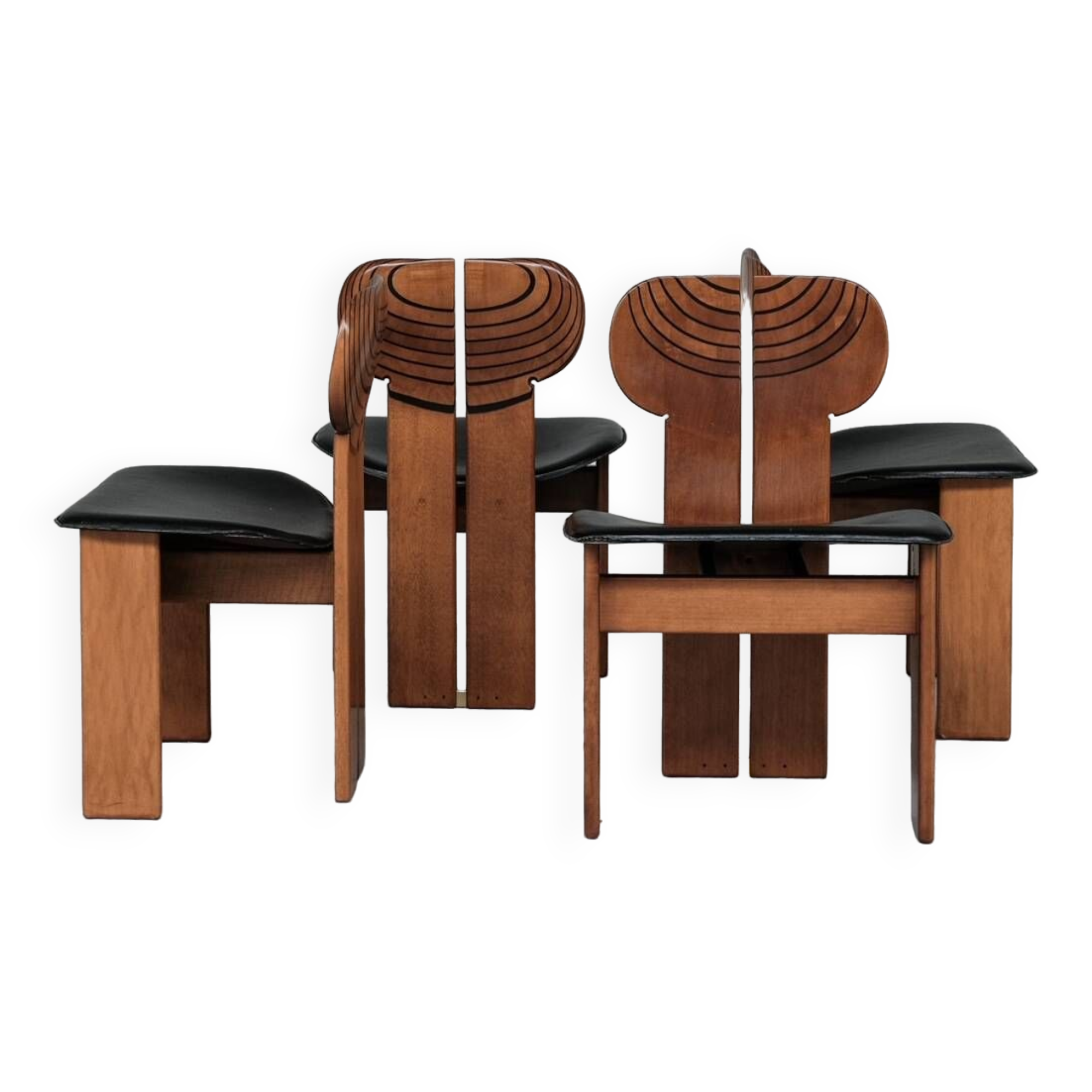 Set of Four 'Africa' Mid-Century Italian Dining Chairs by Scarpa