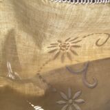 Drap 2 places BL lin neuf fleurs pastilles
