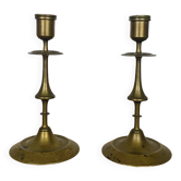 Pair of vintage gilded brass candlesticks
