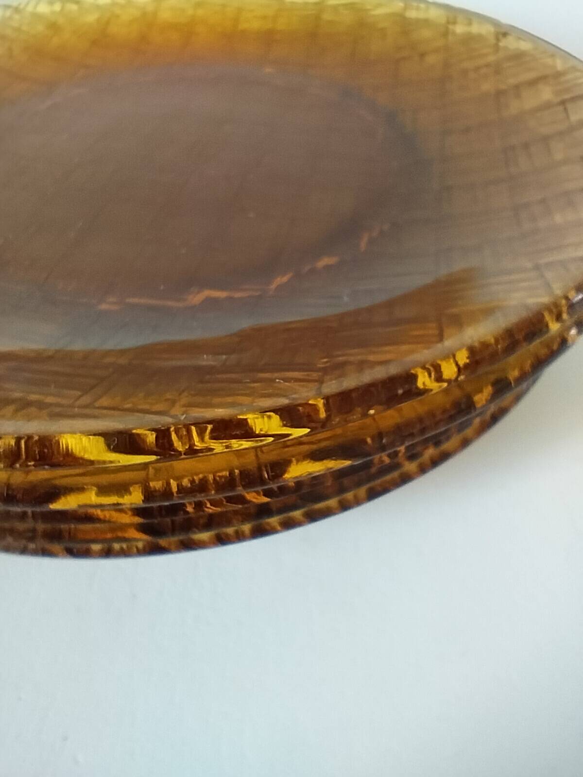 5 vintage pressed glass dessert plates with woven decoration