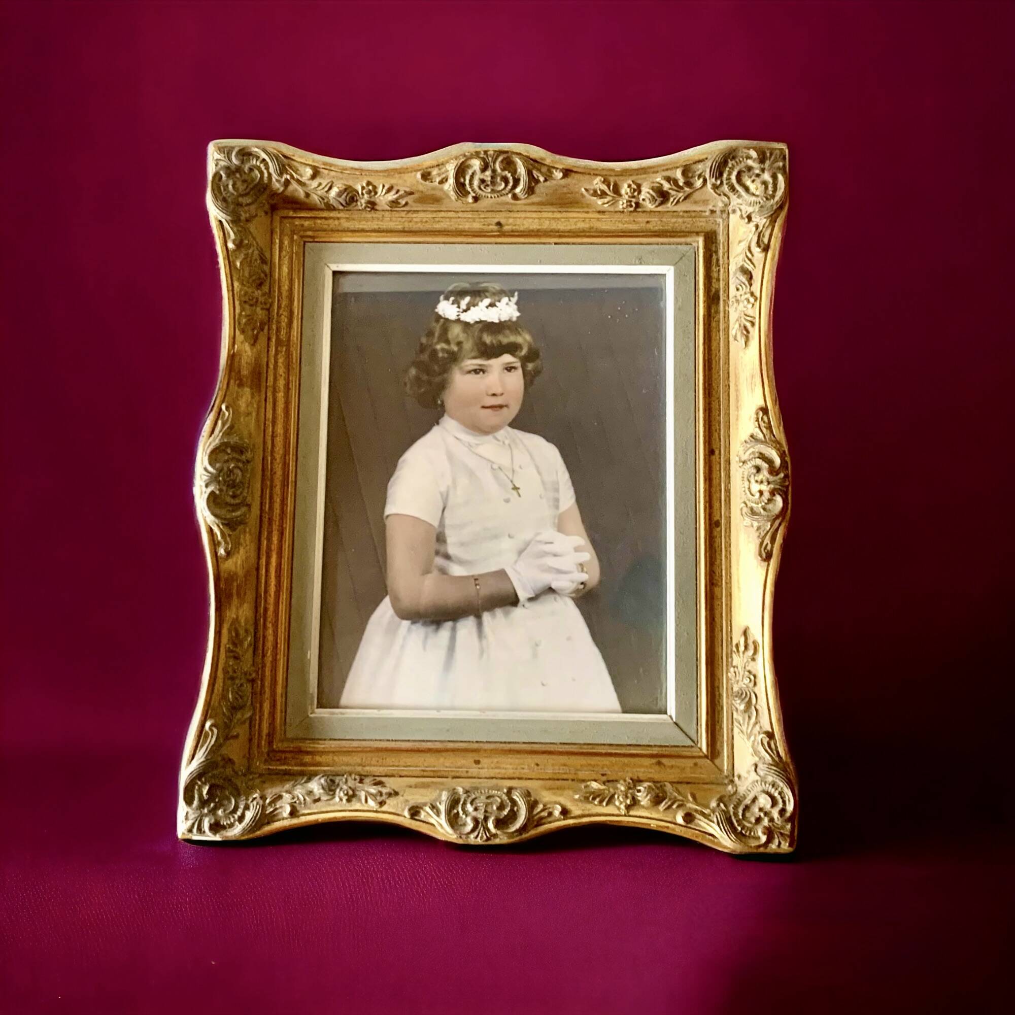 Old gilded carved wooden wall frame