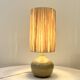 Signed ball lamp in vintage beige stoneware 1970 raffia rope lampshade 70s bohemian chic