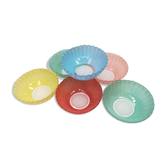 Series of 6 colored glass bowls