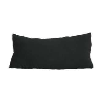 Long cushion in black raw linen