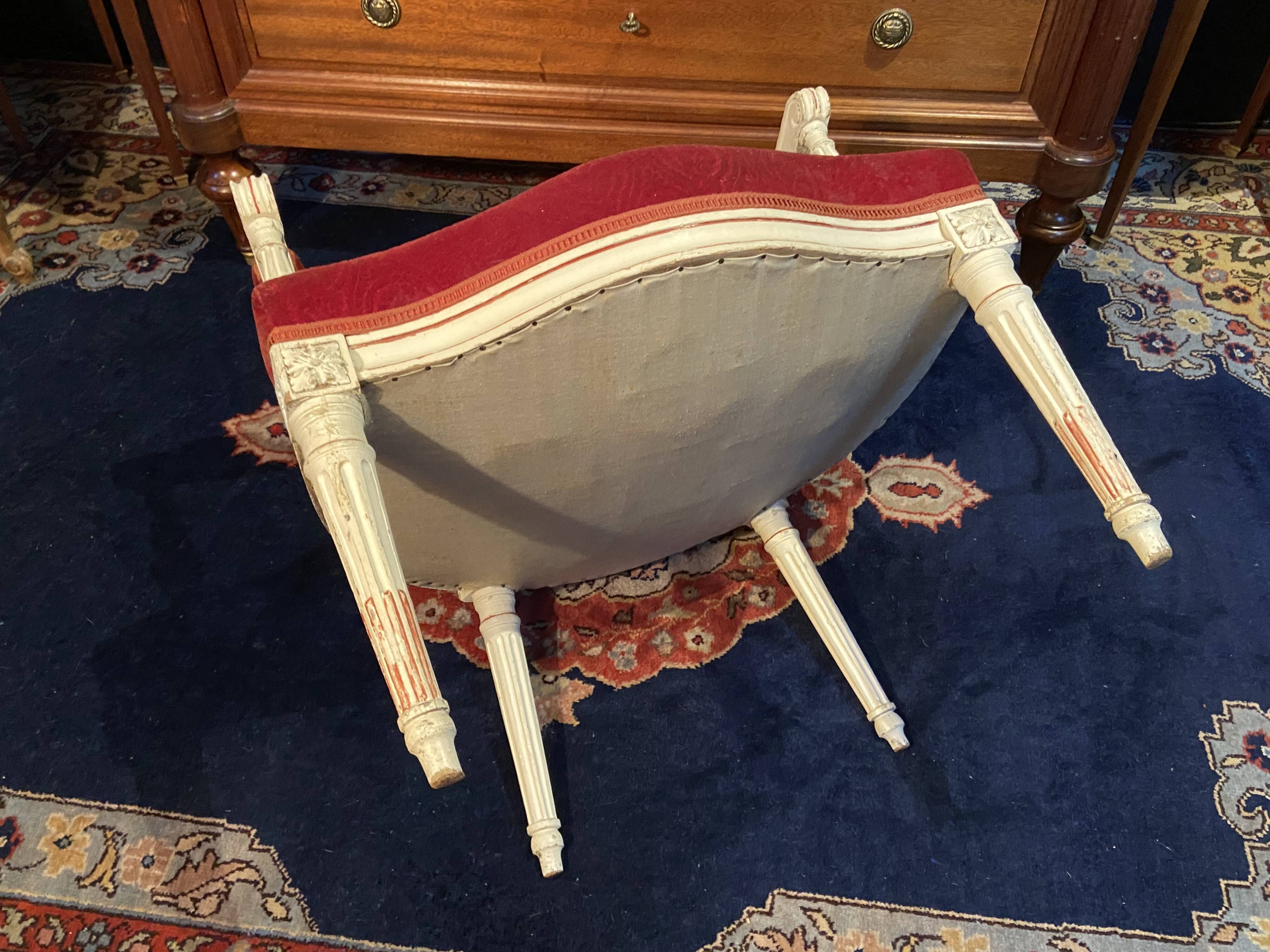 18th century Louis XVI red velvet cabriolet armchair