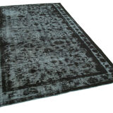 Hand-Knotted Antique Turkish 1980s 177 cm x 278 cm Black Rug