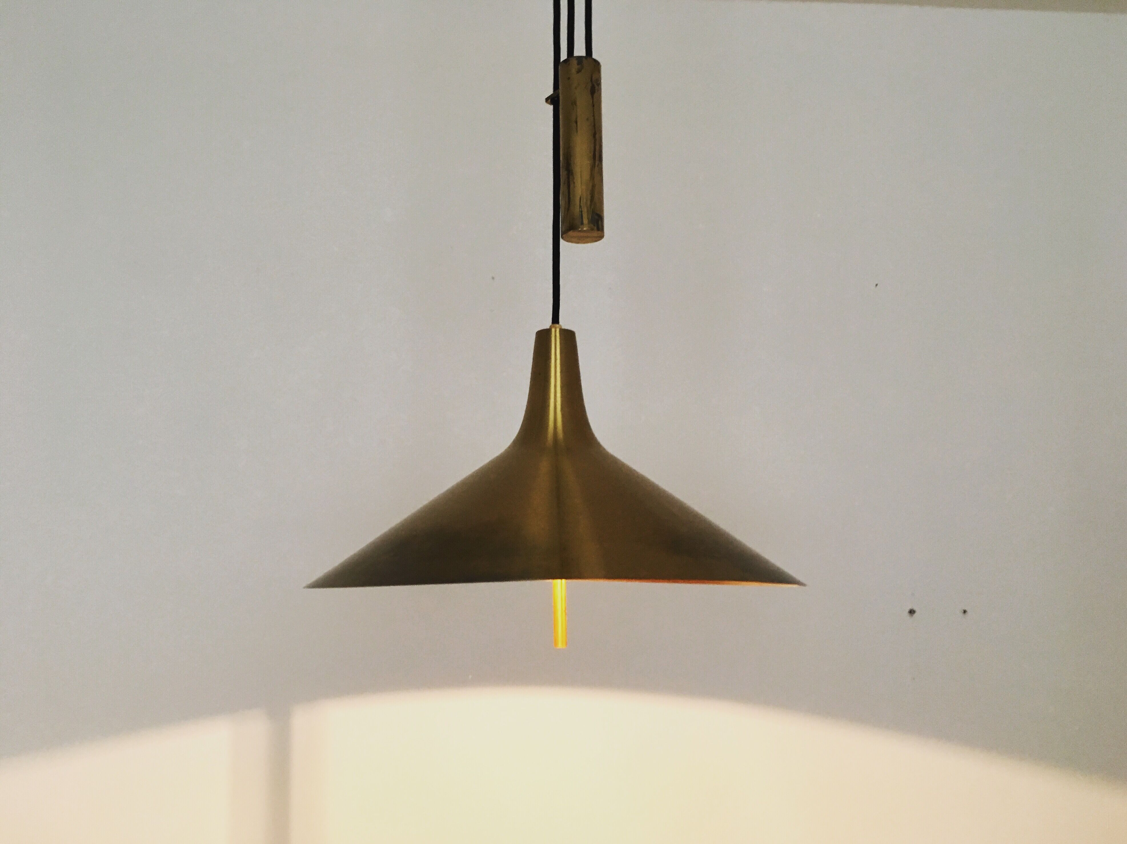 Mid Century Modern Fusijama brass pendant lamp by Th. Valentier
