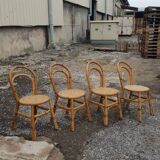 Set of 4 rattan chairs 1970