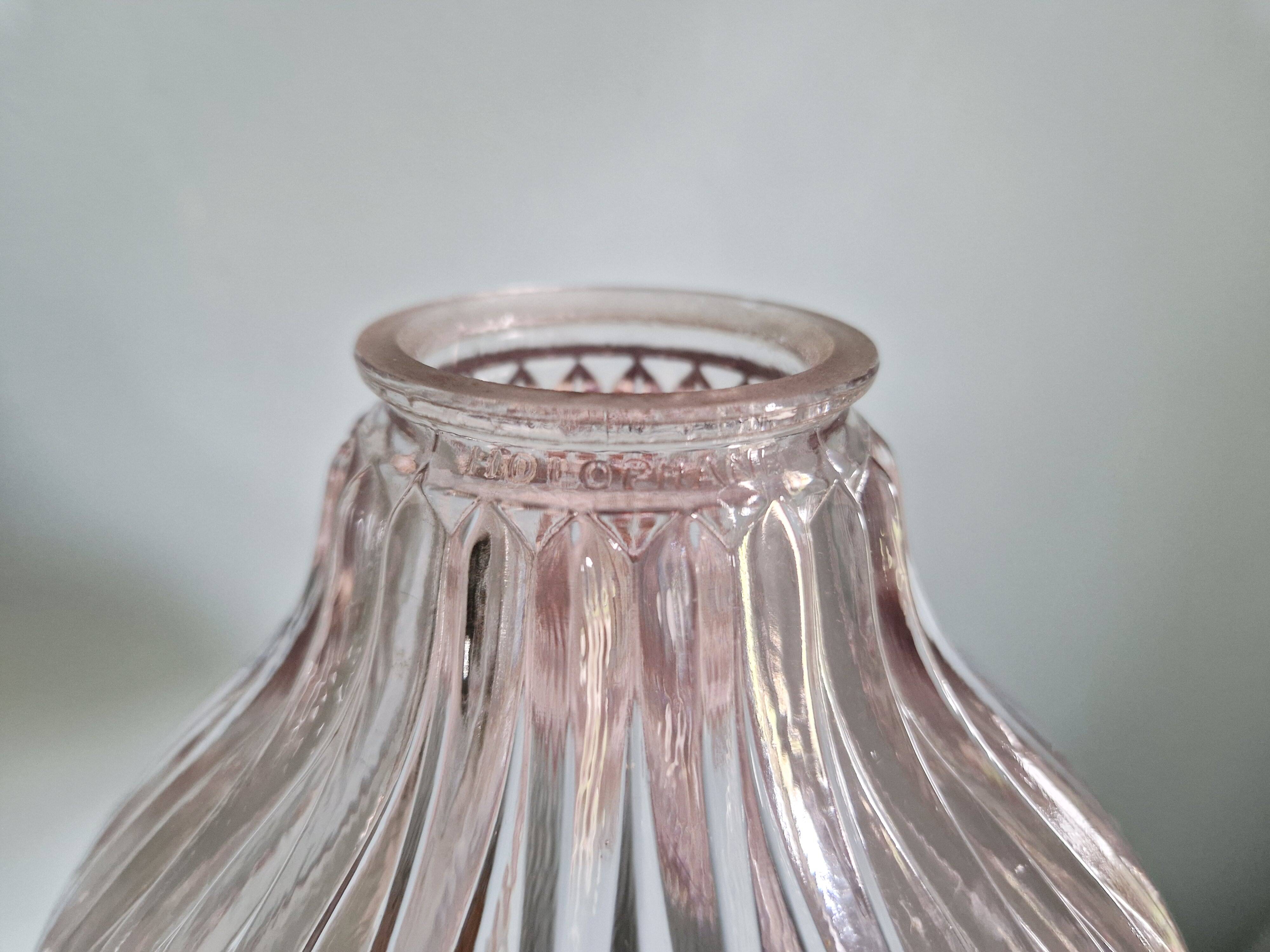 Suspension Holophane in ribbed transparent glass, 1930s