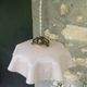 Chandelier, suspension in pink opaline and white interior, complete with pendulum, counterweight,