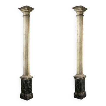 Pair of wooden columns painted to imitate marble. 1880s.