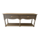 Wall-mounted console in wood, grey lacquer with a highlighted edge.