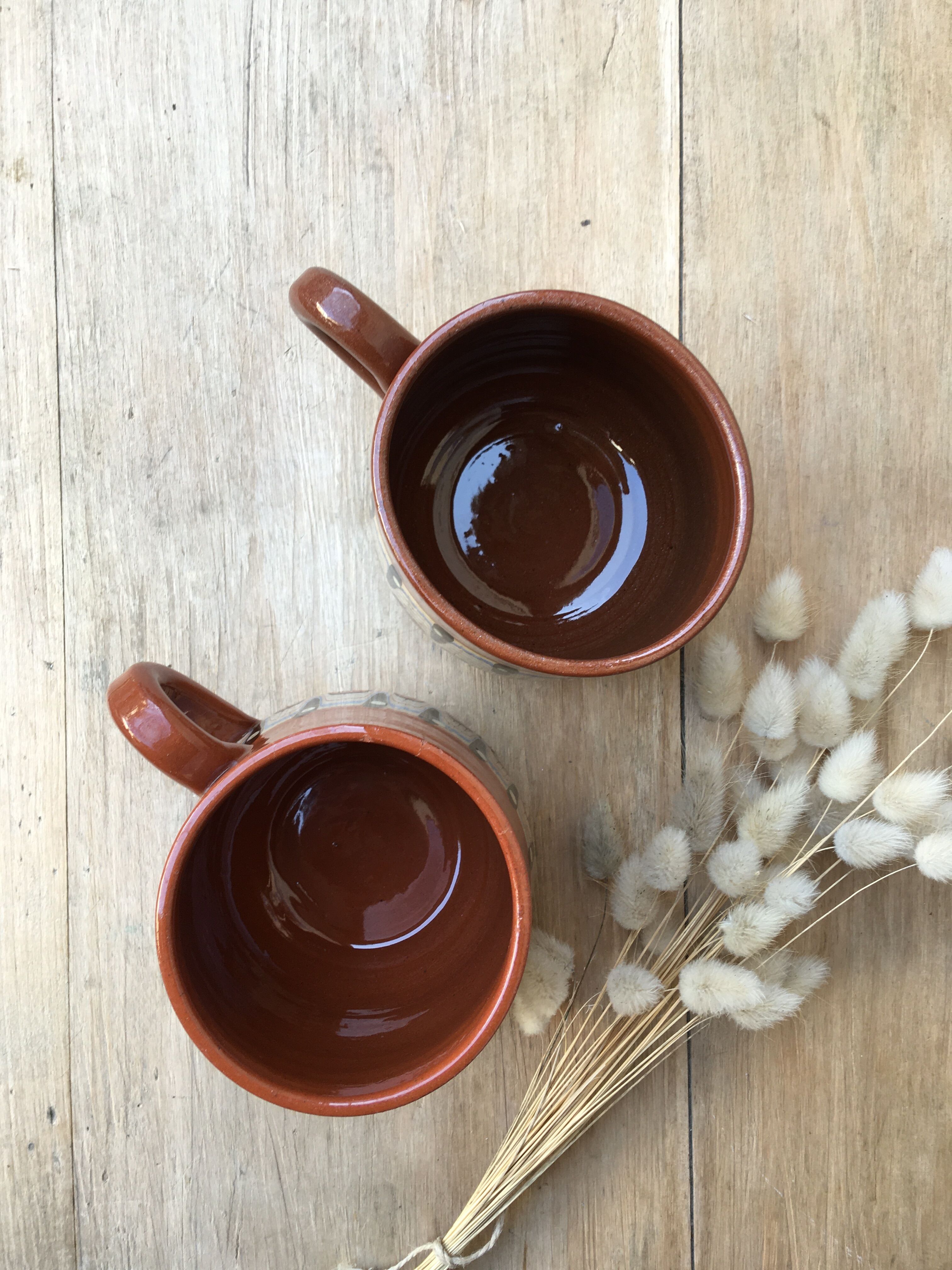 Paire de mugs en céramique marbrée