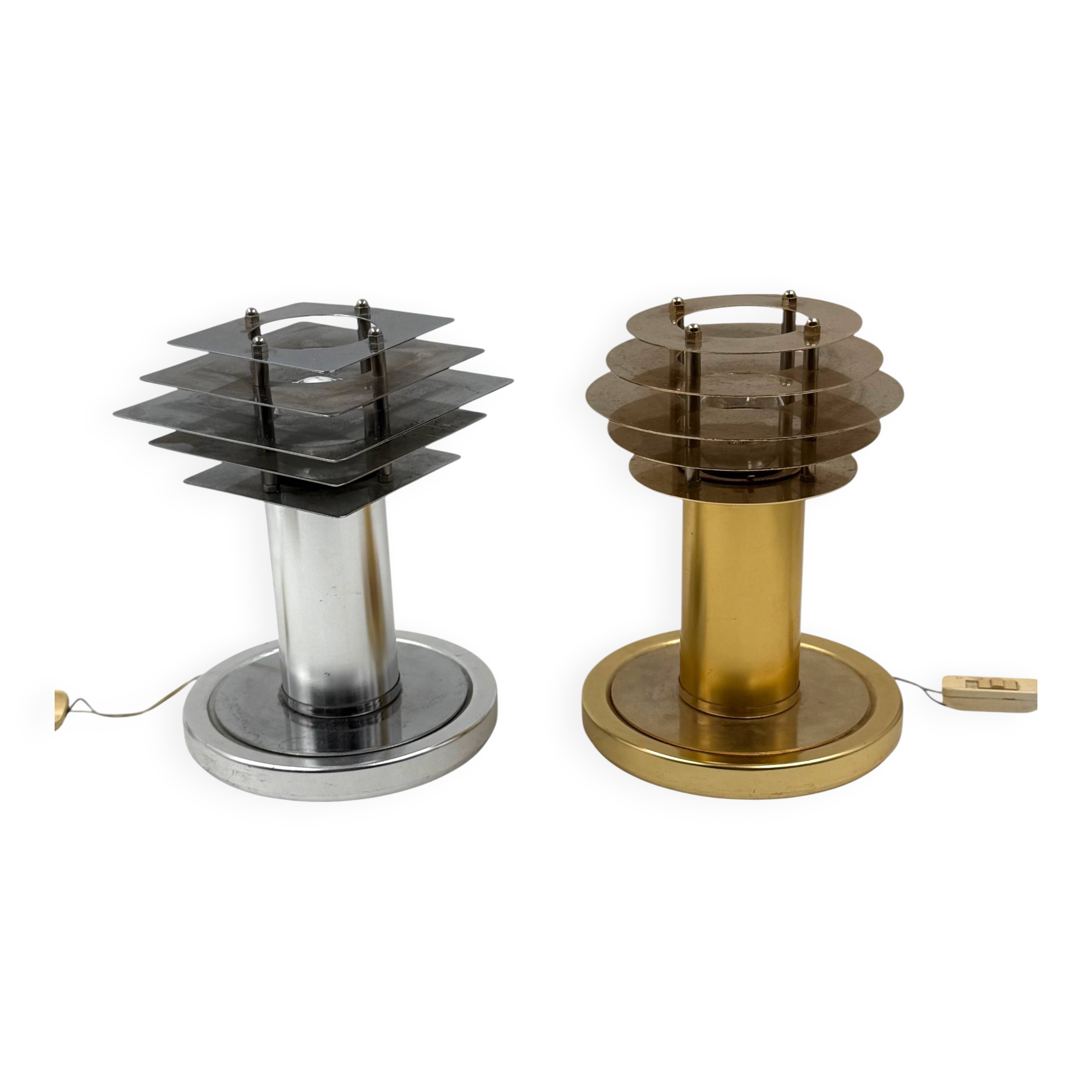 Space age set of 2 table lamps, Italy 1970s