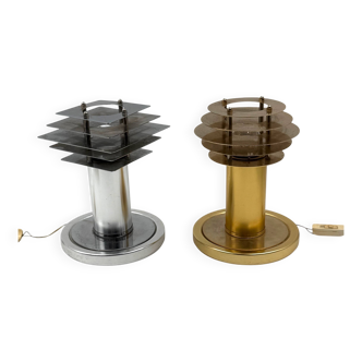 Space age set of 2 table lamps, Italy 1970s