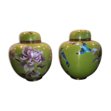 Paire de pots à gingembre en émail cloisonné début 20ème siècle