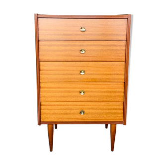 Vintage chest of drawers, 5 drawers in teak Circa 60