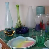 Vintage multicolor Murano arlecchino glass vase