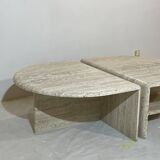 Paire de tables travertin