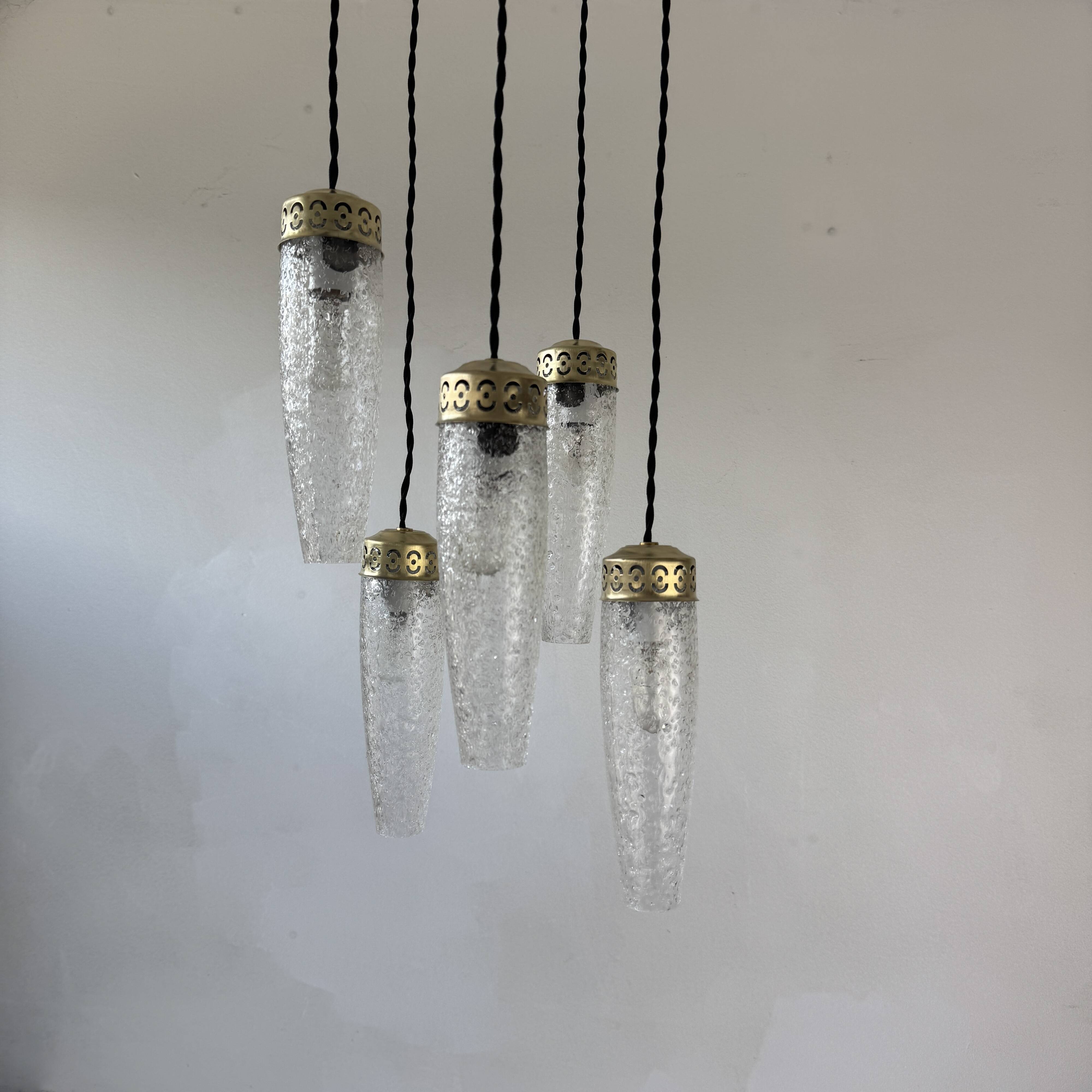 Old vintage 5-light cascade chandelier