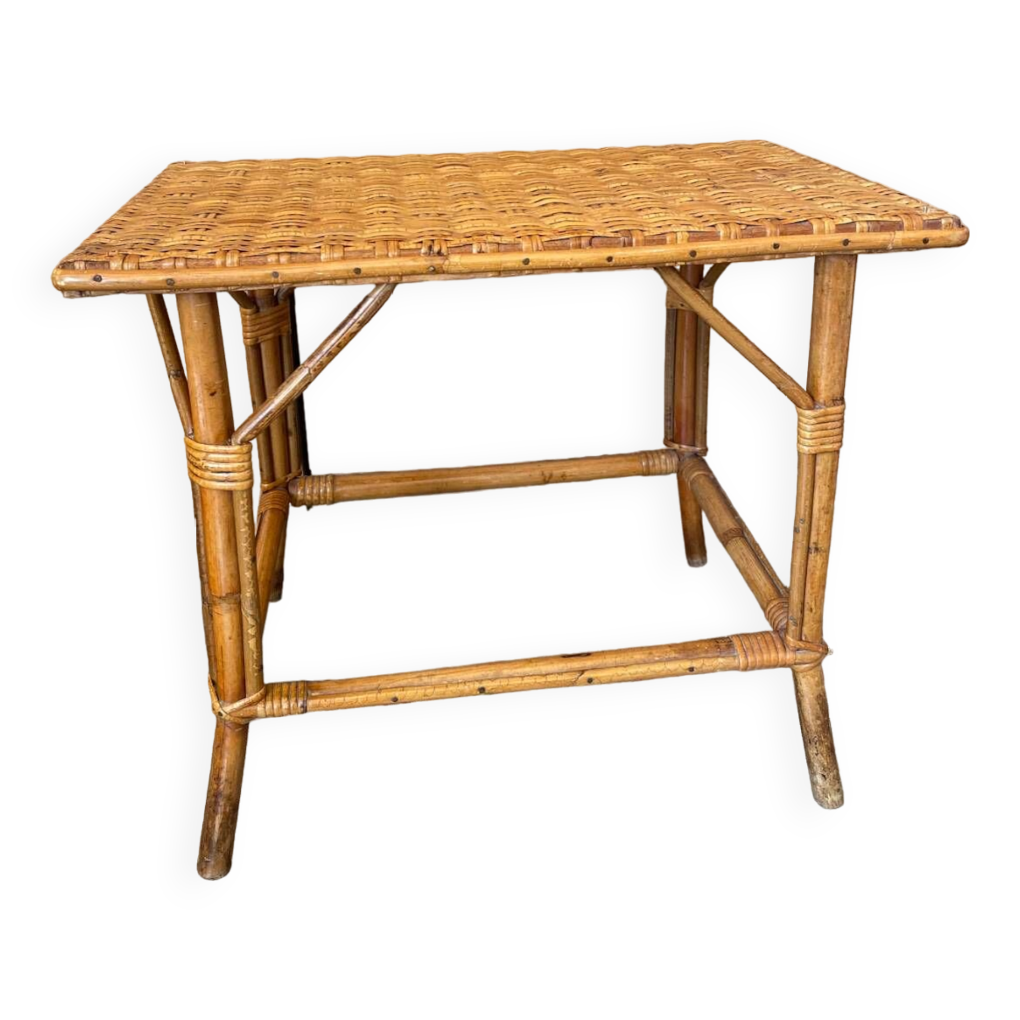 Small vintage rattan table