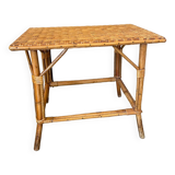 Small vintage rattan table