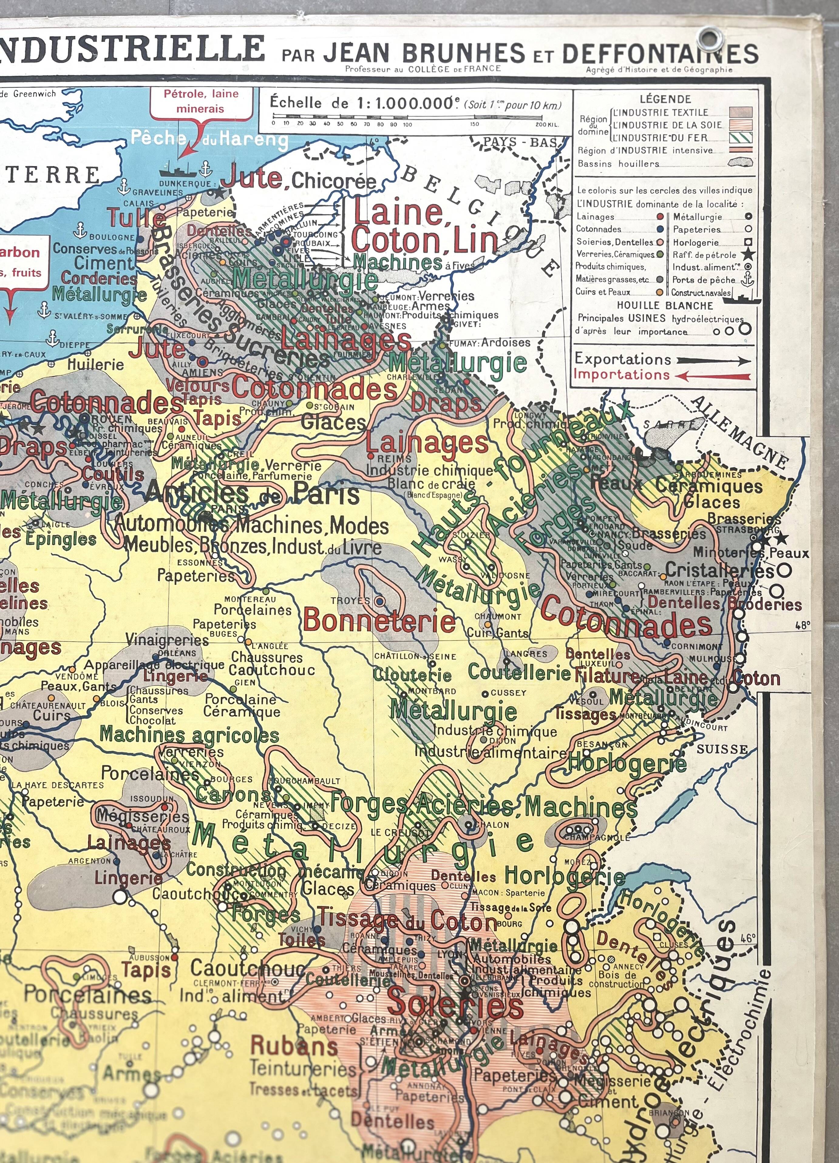 Old school map Hatier Brunhes 32, 1940 - Mineral France