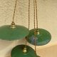 Lot of 4 vintage industrial enamelled metal suspensions.