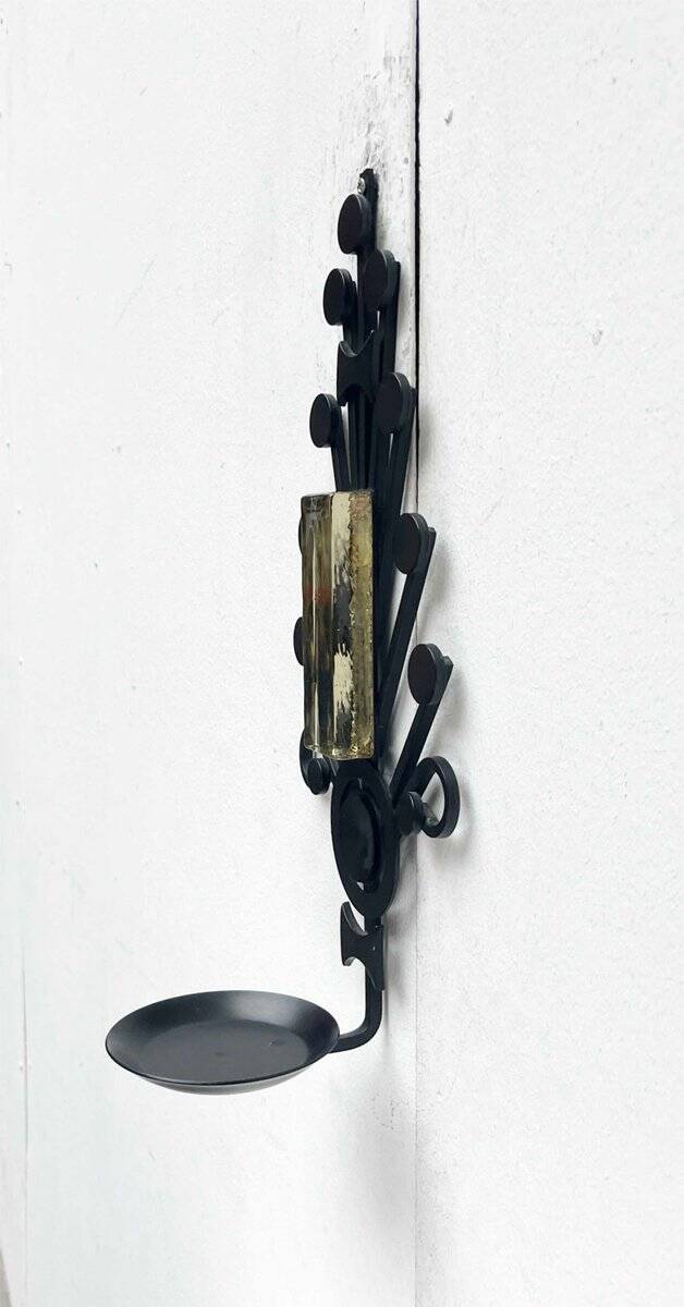 Mid-century modern Danish candle holders in metal and glass by Dantoft, 1960s, set of 2.