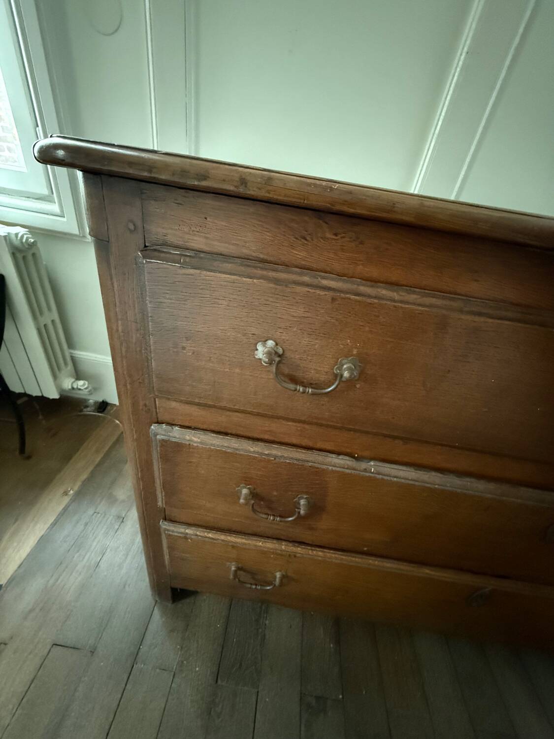 Large Louis-Philippe chest of drawers in solid oak - 140 cm