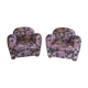 Pair of armchair club tapestry art deco