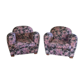 Paire de fauteuils club tapisserie art deco