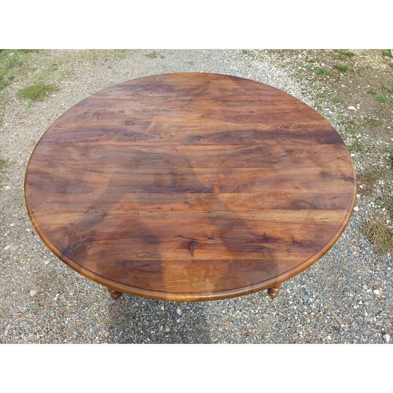 19th century walnut 6-legged opening table