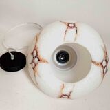 70s Pendant Light White Opaline Frosted and Marbled Effect Height 120 cm