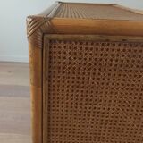 Bamboo and rattan chest of drawers, 70's