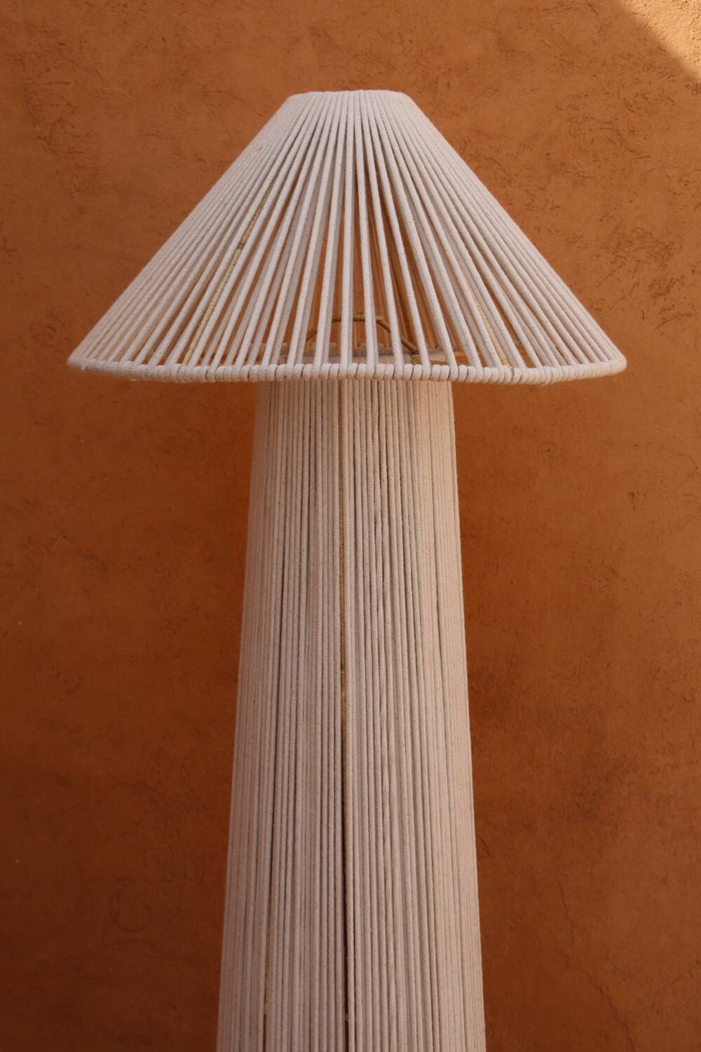 Off-white cotton hat floor lamp