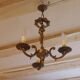 Vintage Italian bronze brass three-branch female figurine chandelier c. 1950s