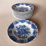 12 assiettes creuses anglaises Ridgway "Windsor" bleu