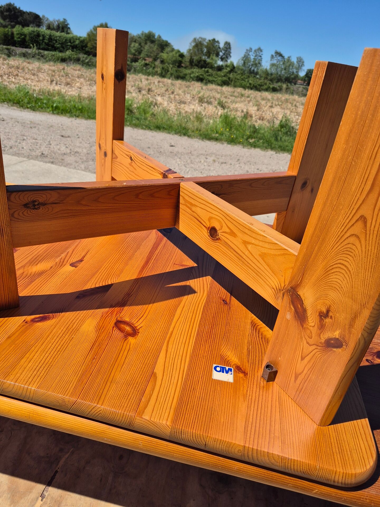 Vintage set pine coffee table and corner table
