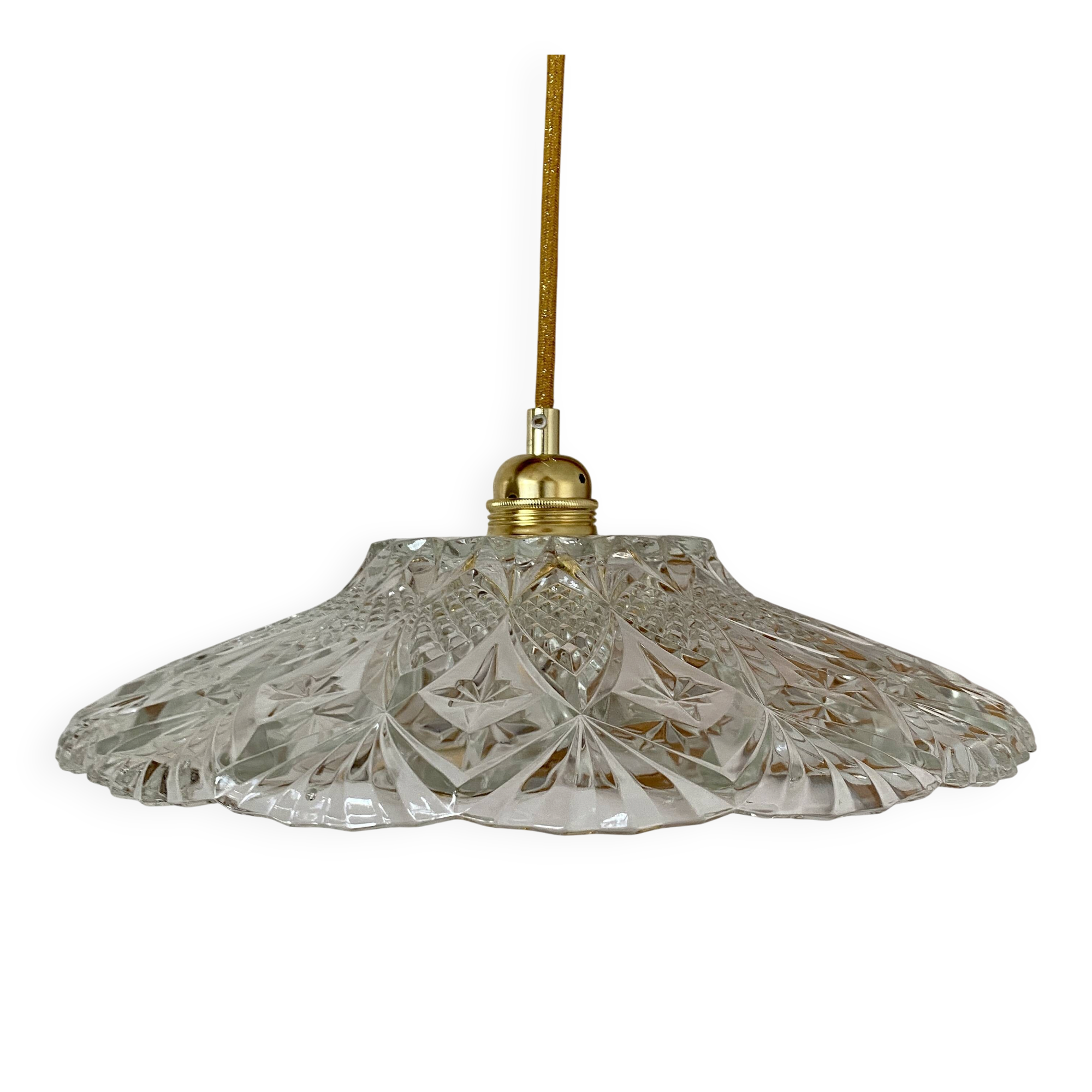 Vintage moulded glass pendant light - tableware collection - (CVE1)