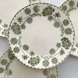 4 assiettes à dessert terre de fer « Géranium » Sarreguemines