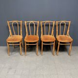 Set of 4 wooden bistro chairs with graceful seats