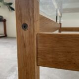 Scandinavian table blond teak and glass 60