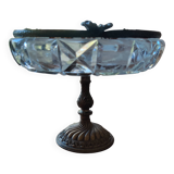 Coupe en cristal taillé cerclée de laiton, fin 19ème