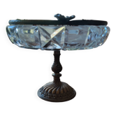 Coupe en cristal taillé cerclée de laiton, fin 19ème