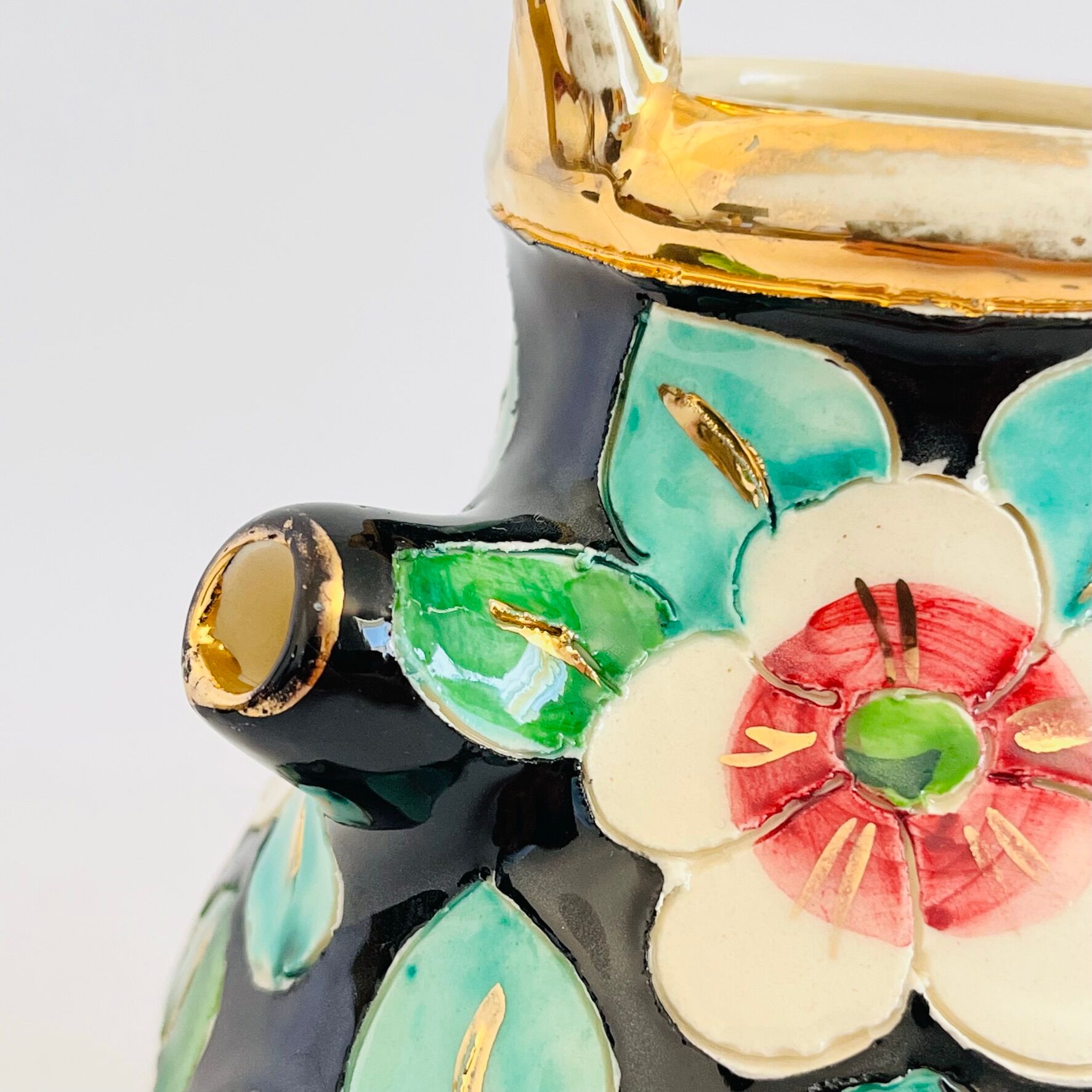 Watering can vase floral decoration hand painted