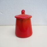 Enamelled sheet metal pot with vintage lid