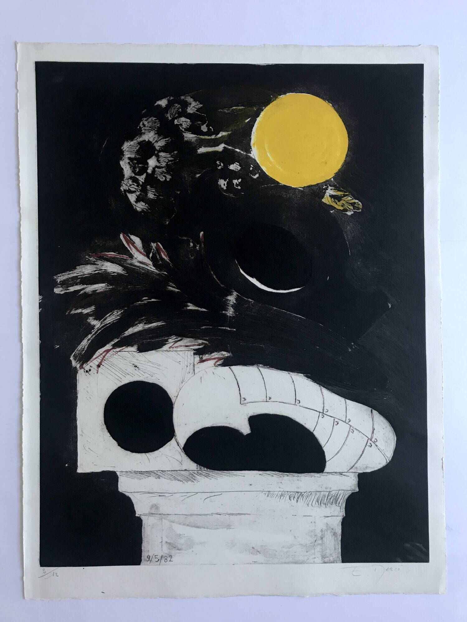 Emile marzé, untitled, 1982. original engraving signed in pencil.